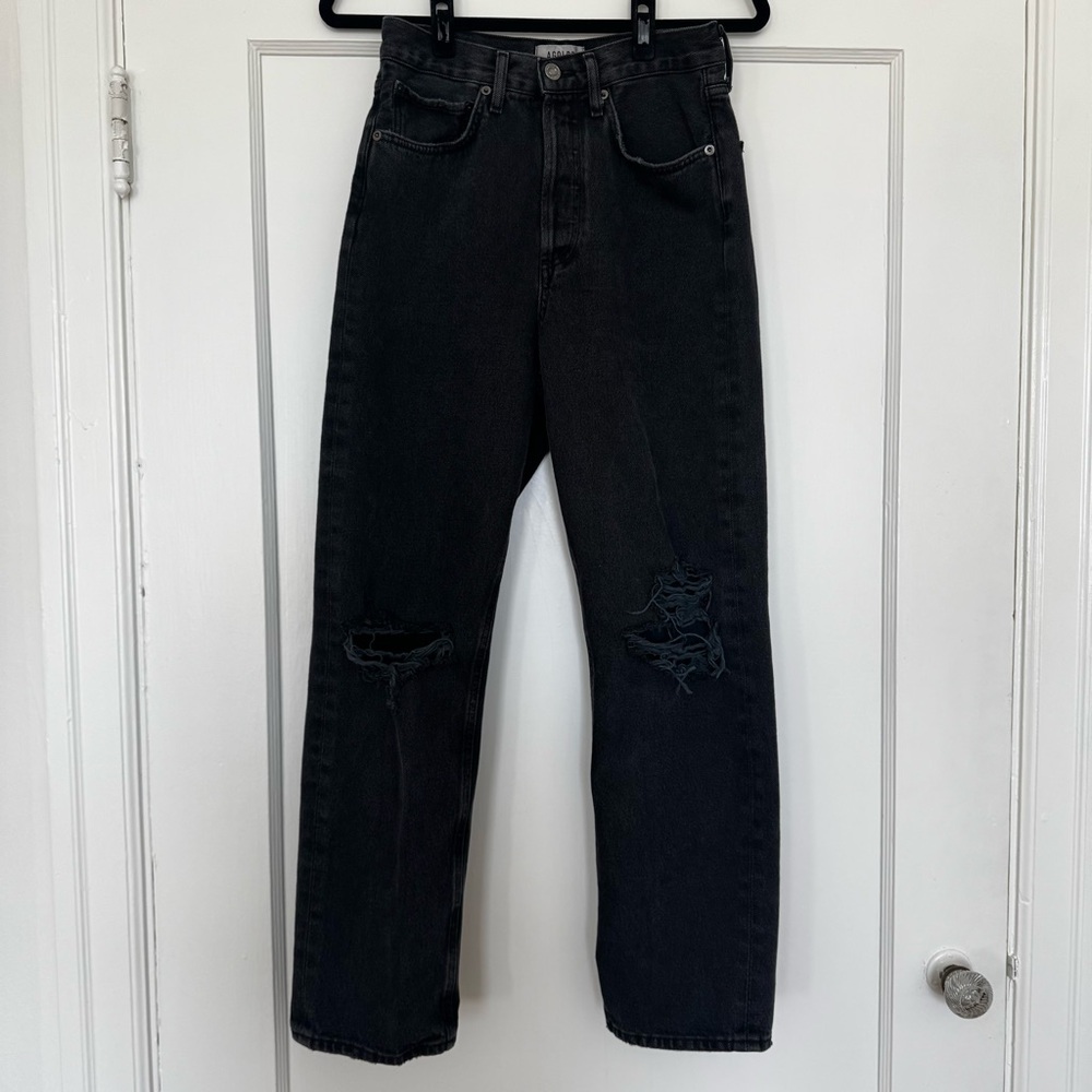 Agolde High Rise Loose, Distressed Black